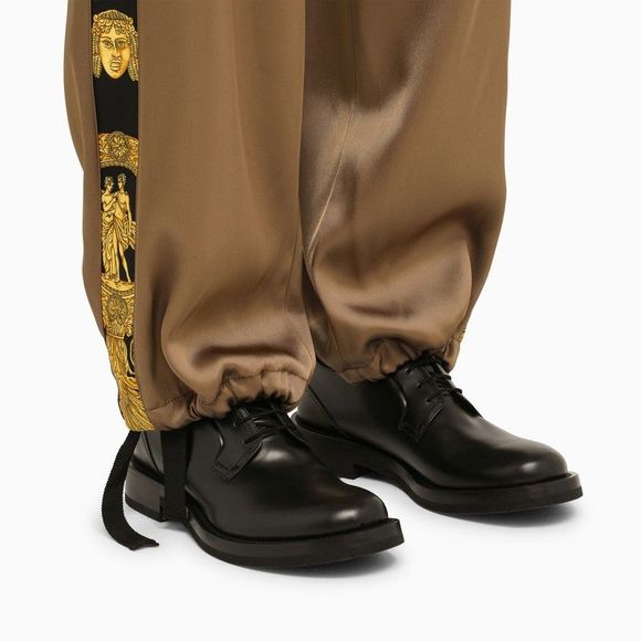Versace Brown Trousers With Side Bands - Picture 5 of 5